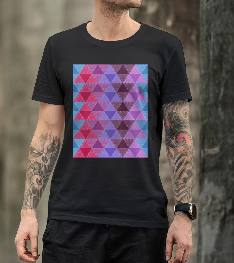 Funky Multicolor Geometric Triangle Pattern Structure T-Shirt
