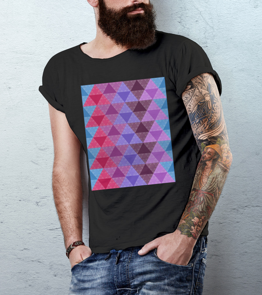 Funky Multicolor Geometric Triangle Pattern Structure T-Shirt
