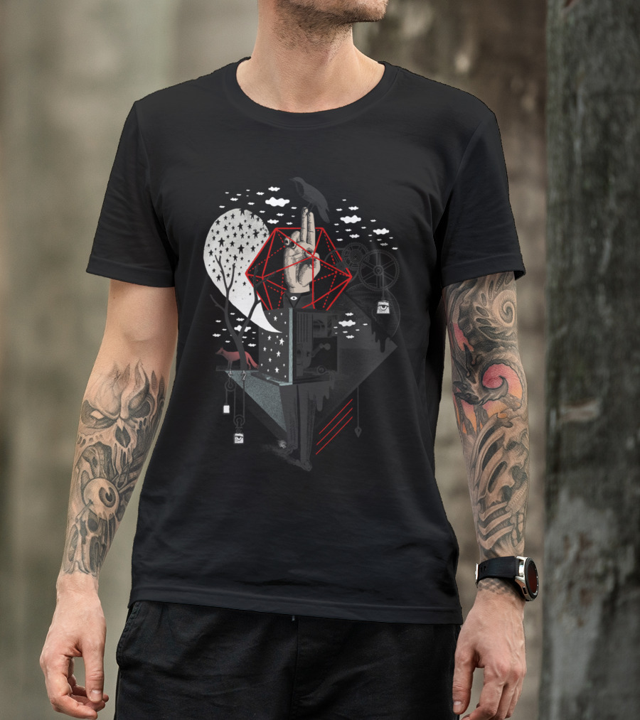 Creative Machine Surreal Geometric Hand Vision T-Shirt