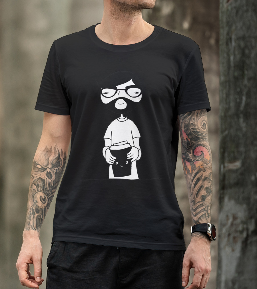 Beard Man Holding Smiling Book T-Shirt