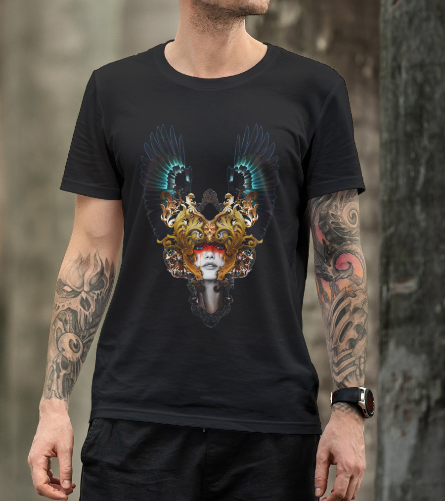 Archangel Baroque Ornate Wings Masked Face T-Shirt