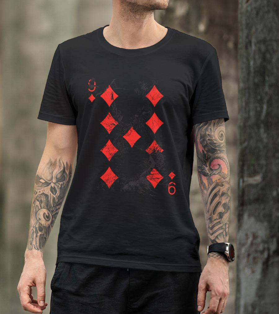 Nine Of Diamonds Playing Card T-Shirt