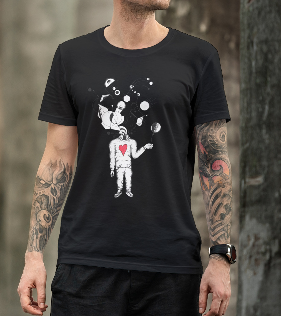 Creative Mind In A Heart Abstract Geometric Cosmic Figure T-Shirt