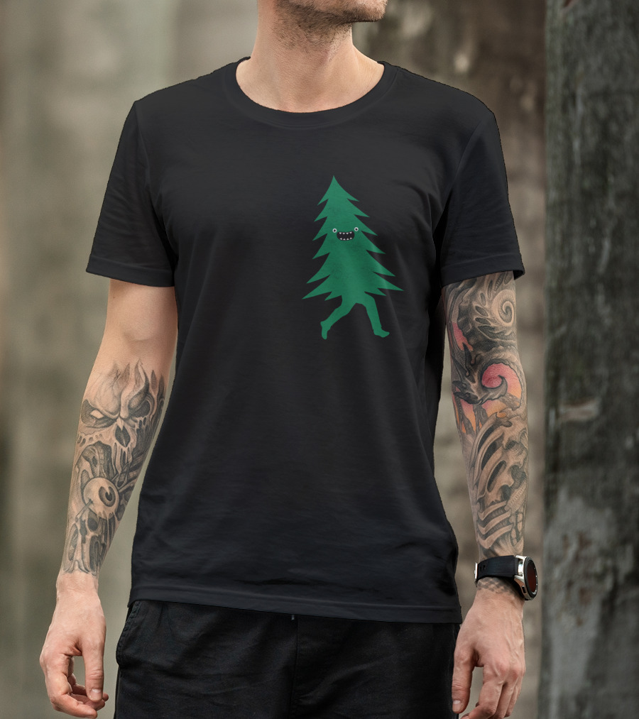 Lumberjack Chasing Happy Christmas Tree With Axe T-Shirt