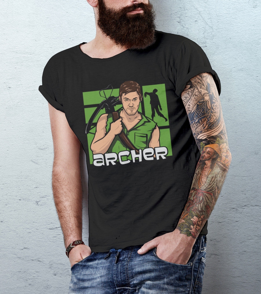 Archer Crossbow Zombie Hunter Icon With Green Background T-Shirt