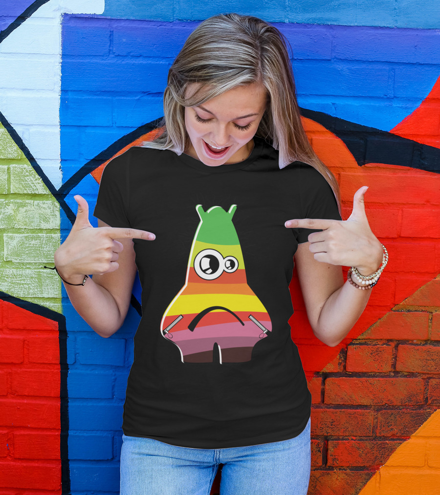 Funny Colorful Monster Incred Rainbow Stripes T-Shirt