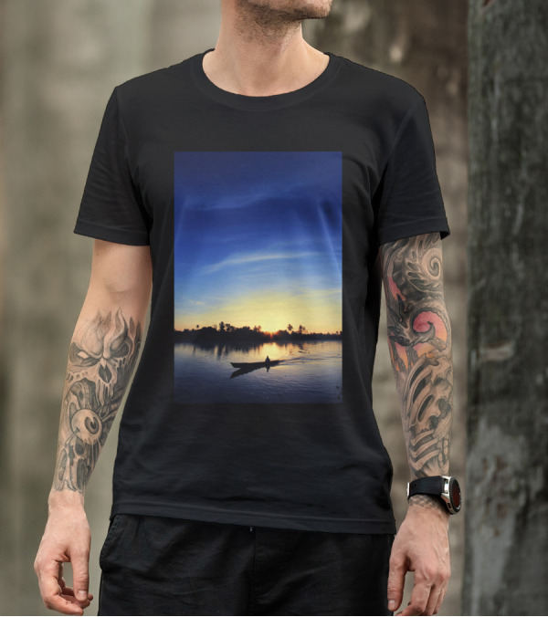 Borneo Blues Sunset Reflection Over Calm Waters T-Shirt