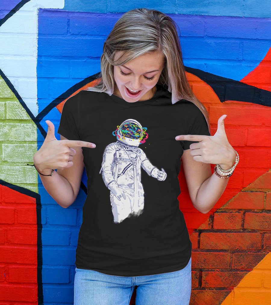 Creative Space Astronaut With Colorful Helmet Explosion T-Shirt