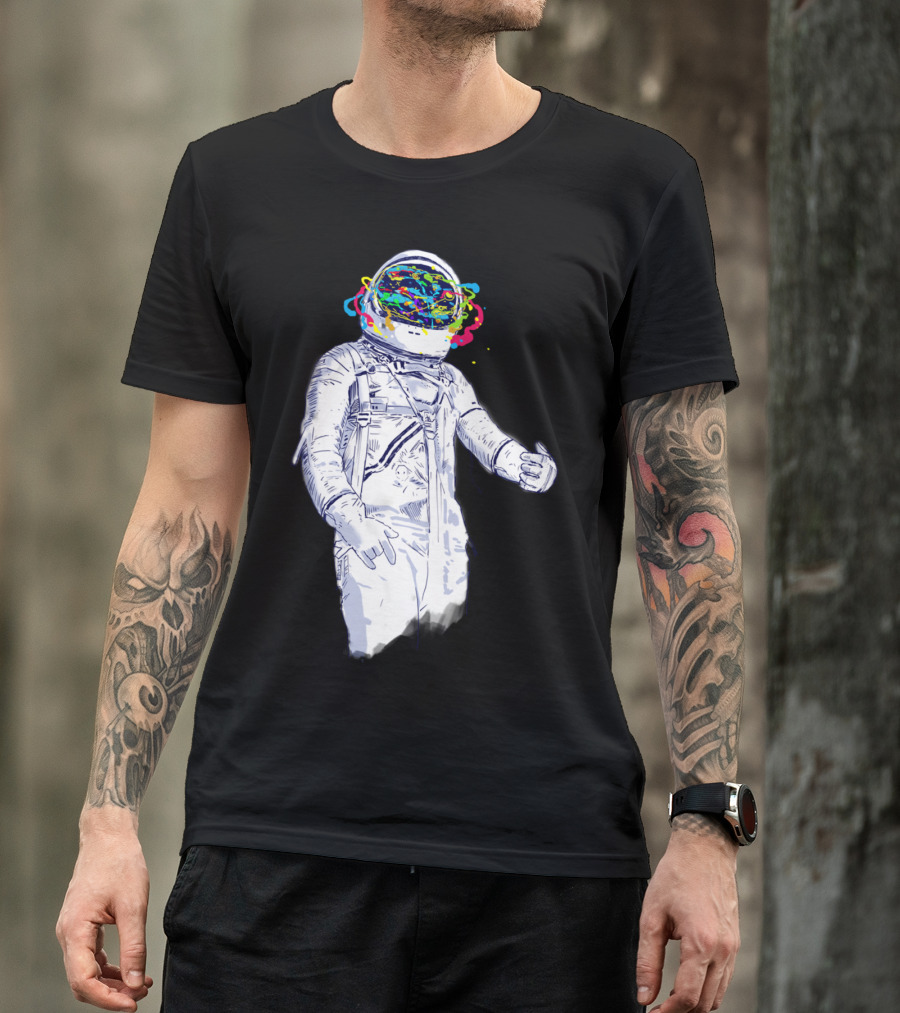 Creative Space Astronaut With Colorful Helmet Explosion T-Shirt