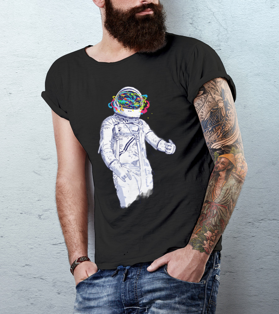 Creative Space Astronaut With Colorful Helmet Explosion T-Shirt