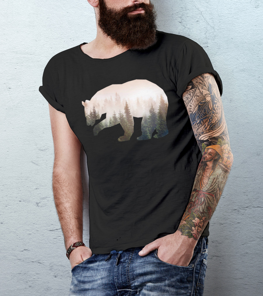BearSkog Forest Silhouette Bear T-Shirt