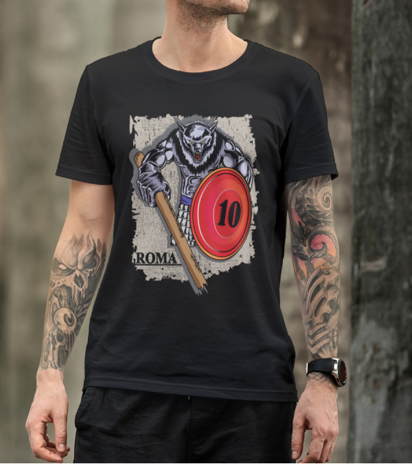 Roma 10 Fans Club Indonesia Warrior Wolf Shield T-Shirt