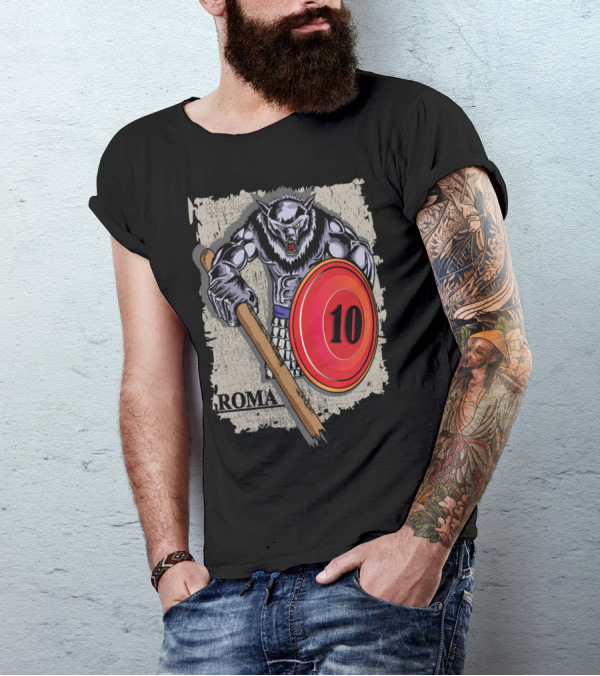Roma 10 Fans Club Indonesia Warrior Wolf Shield T-Shirt