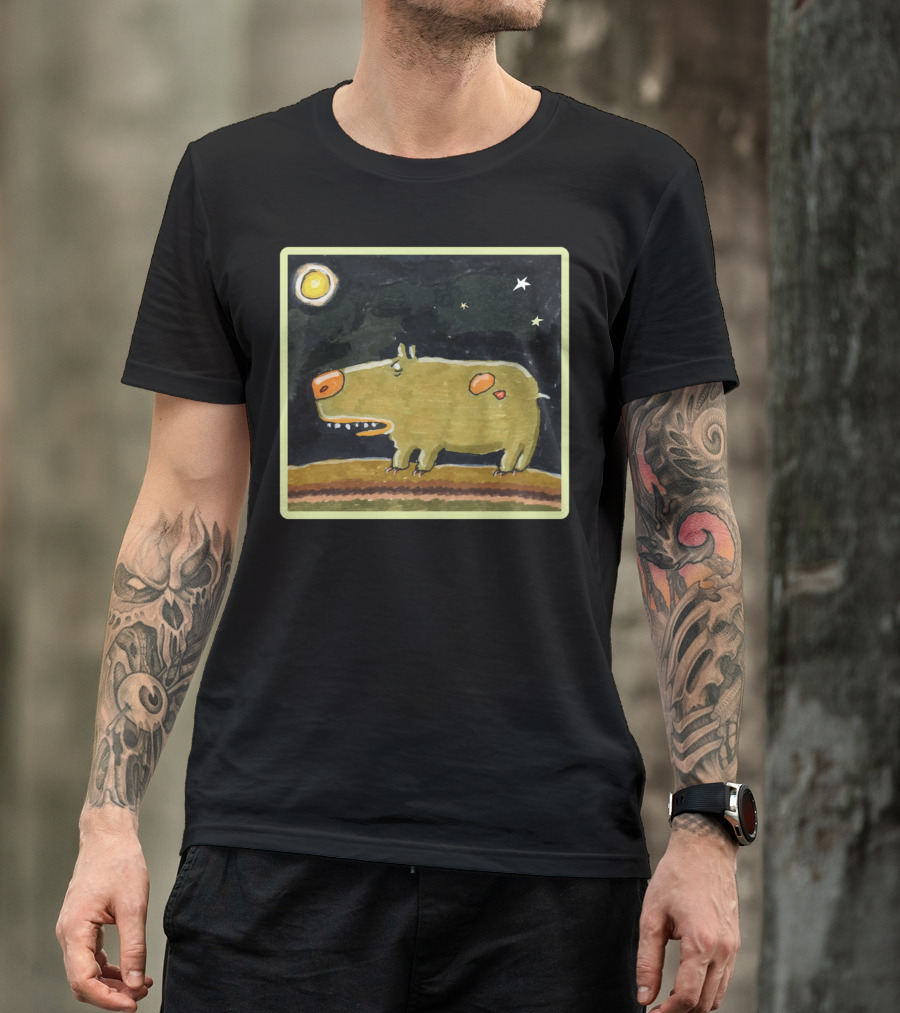Funny Dog Under Moon And Stars T-Shirt