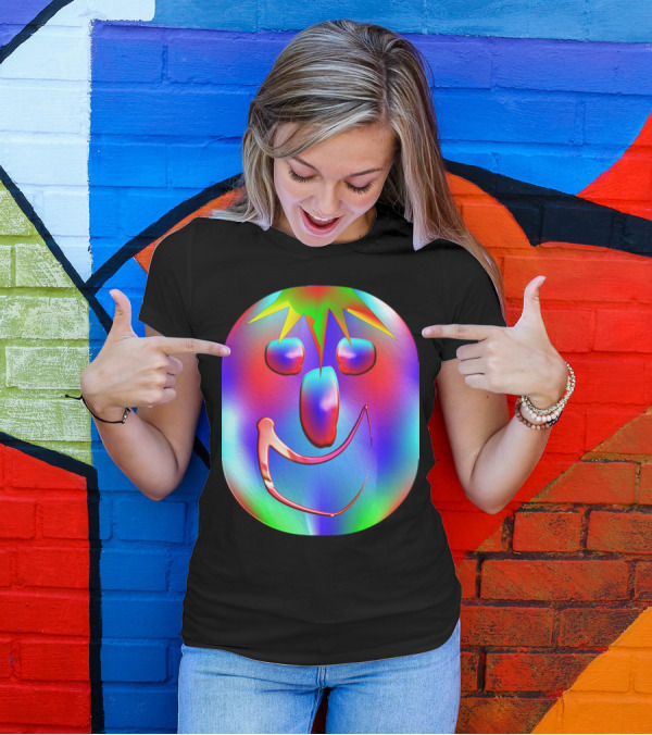 Carnaval Colorful Smiling Face With Vibrant Starburst Hair T-Shirt