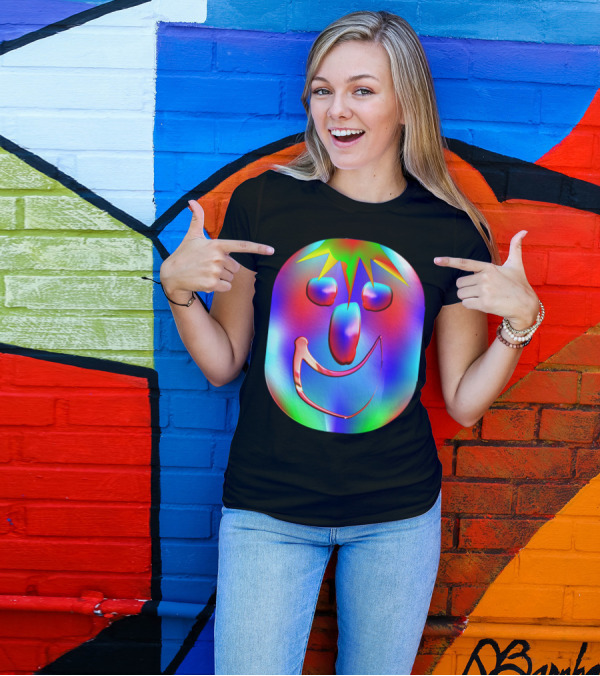 Carnaval Colorful Smiling Face With Vibrant Starburst Hair T-Shirt