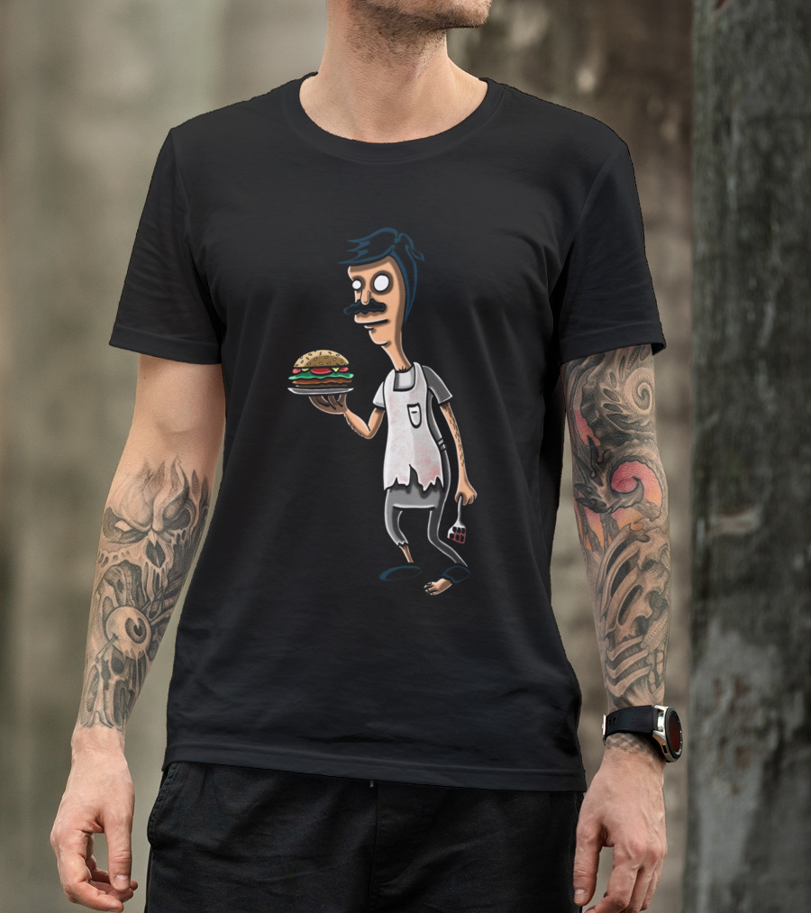 Creepy Burger Cartoon Parody Character Burger Bob T-Shirt