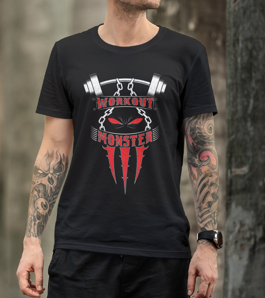 Workout Monster Weightlifting Chain Eyes Claw Marks T-Shirt
