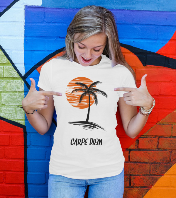 Carpe Diem Seize The Day Palm Tree Sunset T-Shirt