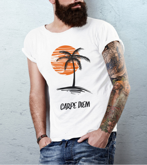 Carpe Diem Seize The Day Palm Tree Sunset T-Shirt