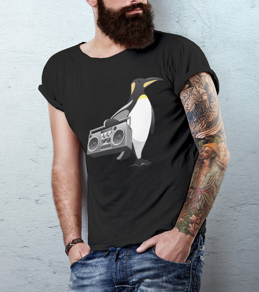 Beat Kingdom Ice Cold Penguin With Boombox Beats T-Shirt