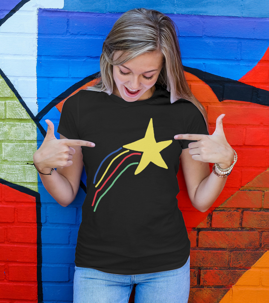 Wow Great Job Yellow Star Shooting With Colorful Trails T-Shirt