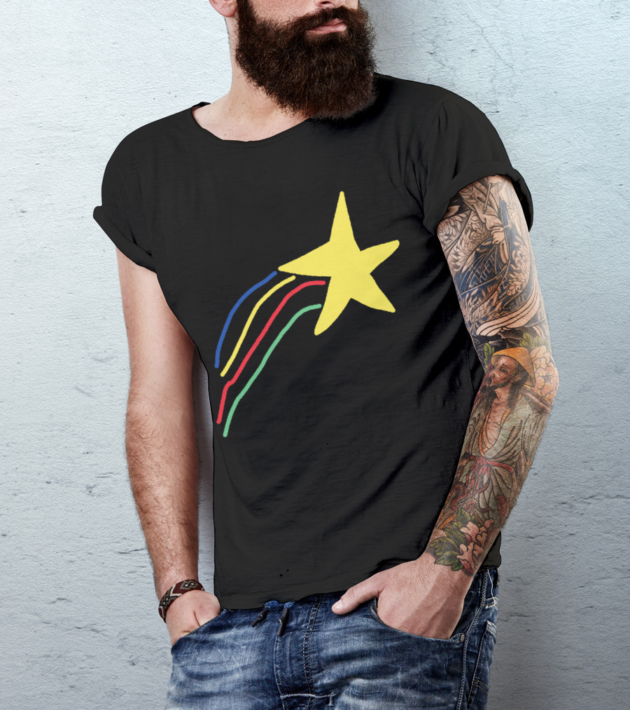 Wow Great Job Yellow Star Shooting With Colorful Trails T-Shirt
