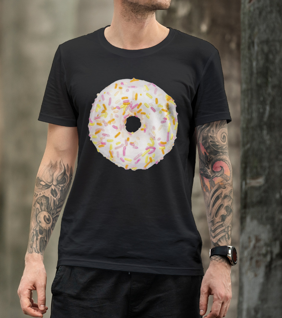 Round White Chocolate Doughnut With Colorful Sprinkles T-Shirt