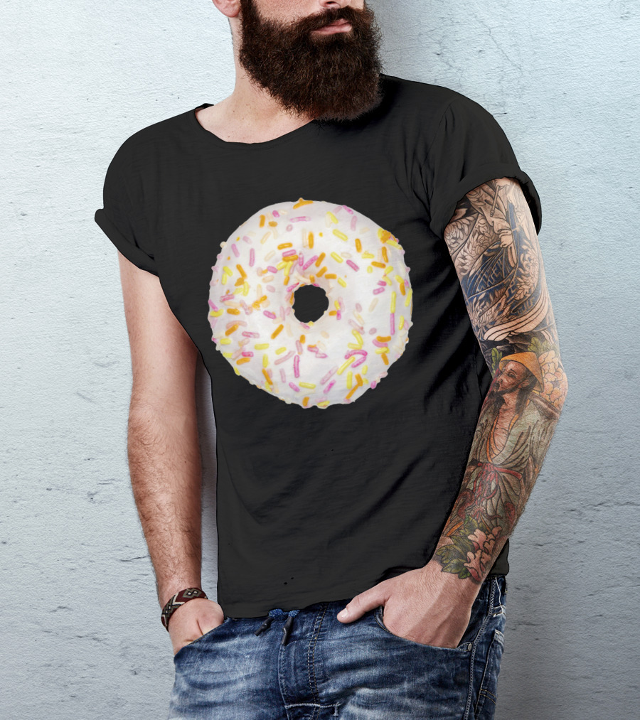 Round White Chocolate Doughnut With Colorful Sprinkles T-Shirt
