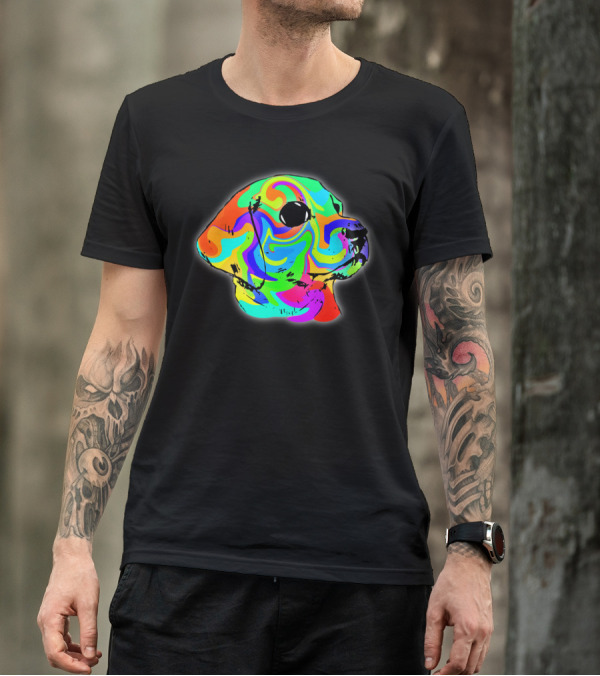 WOW Labrador Psychedelic Rainbow Dog T-Shirt