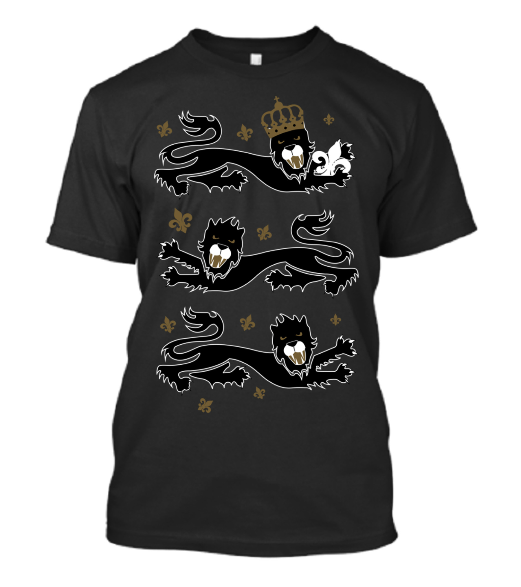 Royal Lions Crowned With Fleur-de-Lis Motif T-Shirt