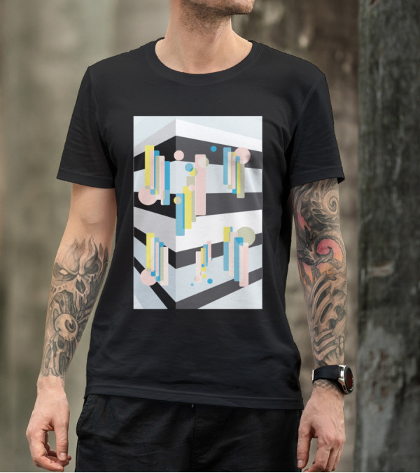 Bounce Geometric Shapes Multicolor Rectangles And Circles T-Shirt