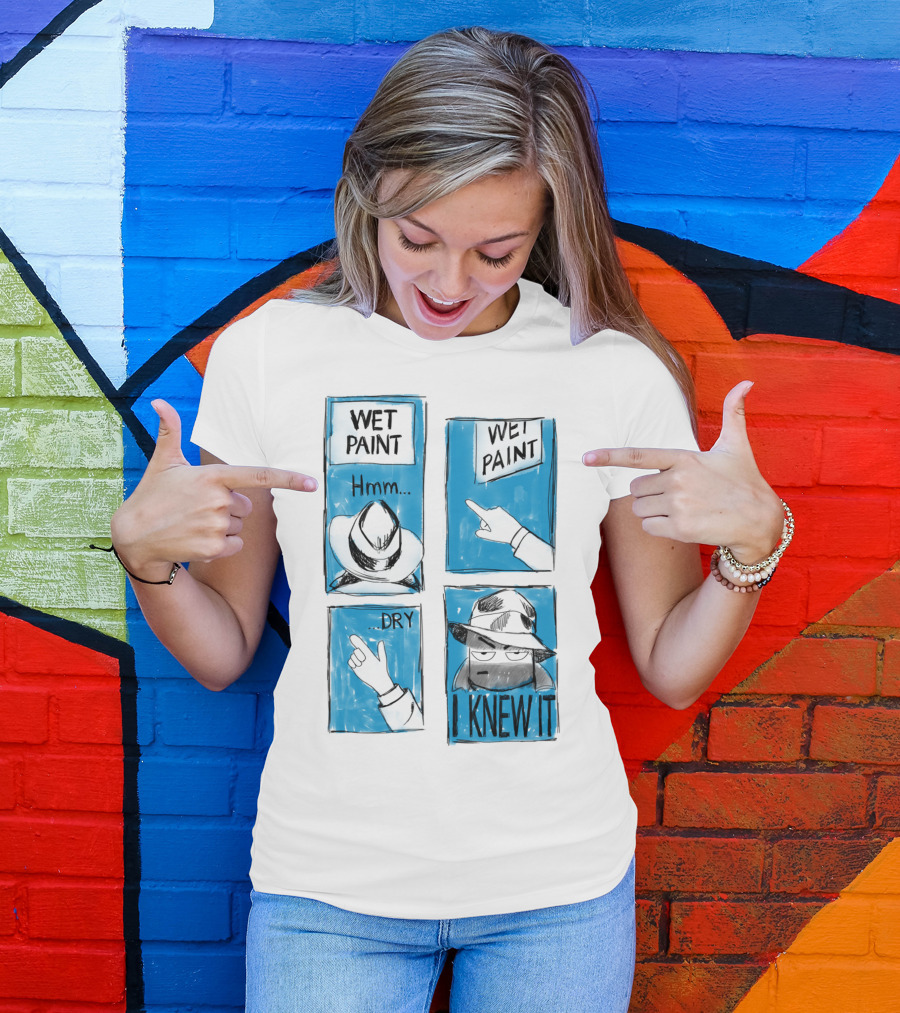 Wet Paint Detective Hmm I Knew It Dry Comic Panel T-Shirt
