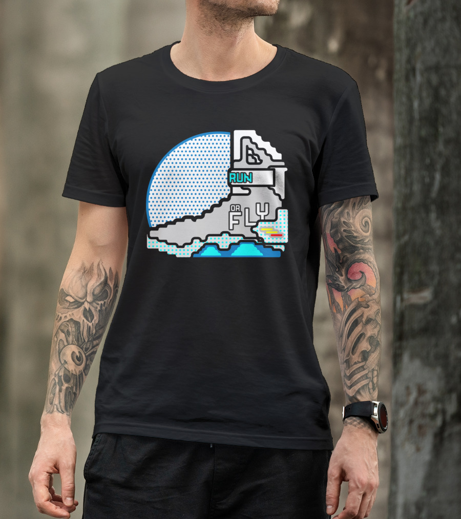 Run Or Fly Pixel Sneaker Retro Pop T-Shirt