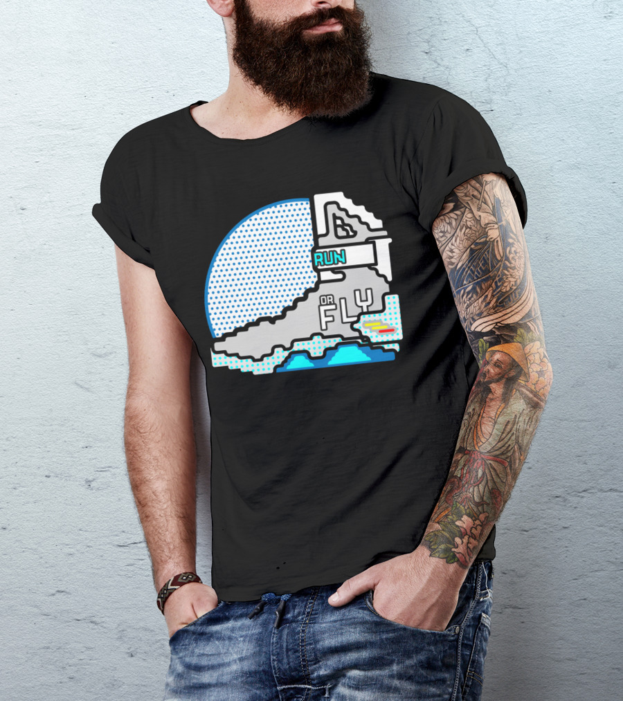 Run Or Fly Pixel Sneaker Retro Pop T-Shirt