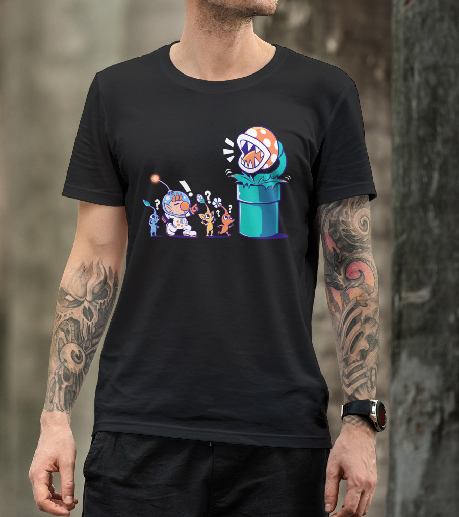 Pikmin Astronaut Wrong Planet Piranha Pipe Encounter T-Shirt