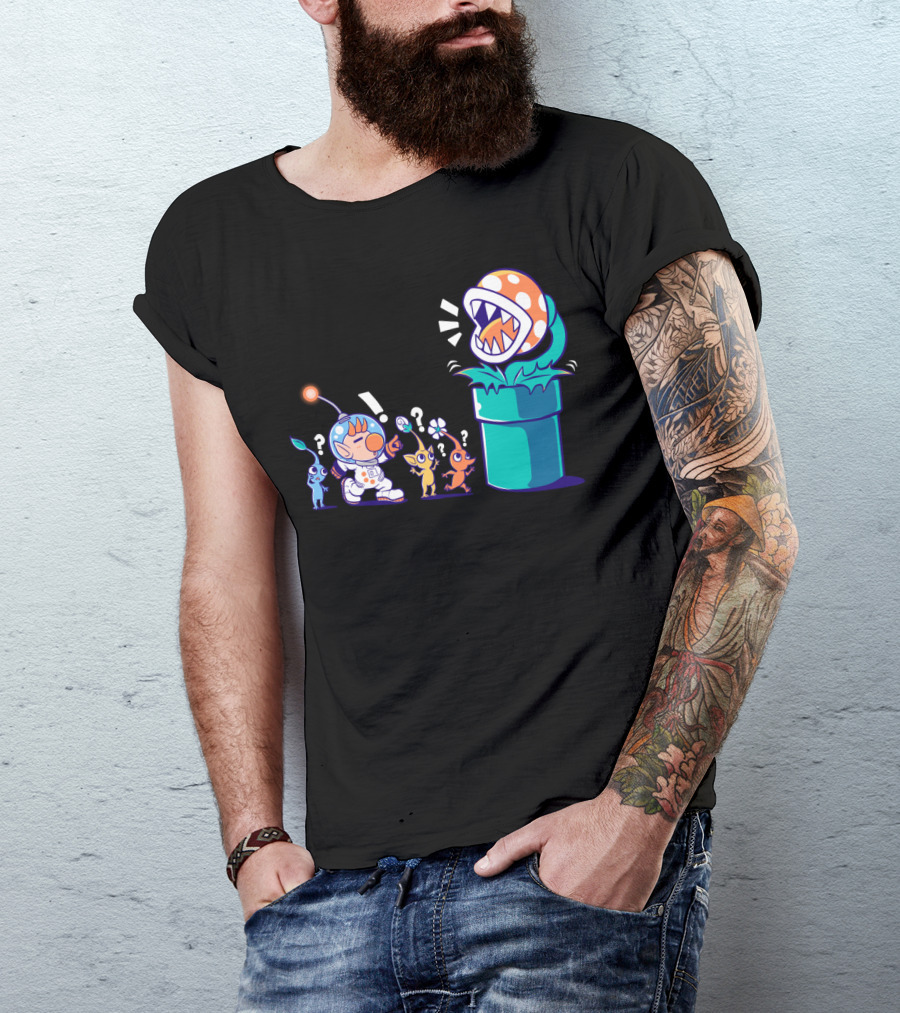 Pikmin Astronaut Wrong Planet Piranha Pipe Encounter T-Shirt
