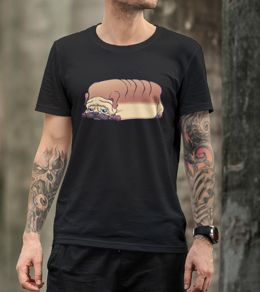 Cartoon Bread Dog Loaf Drawing T-Shirt