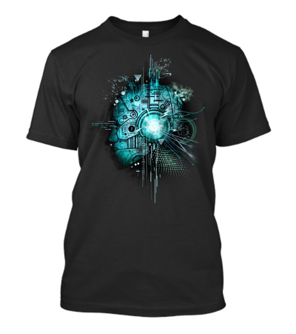 Techno Futuristic Cybernetic Circuitry Face T-Shirt