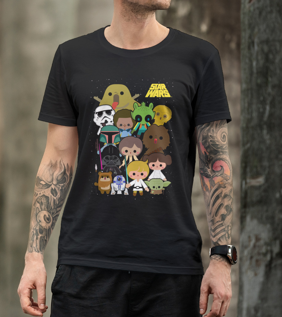 Star Wars Cartoon Character Line Up T-Shirt