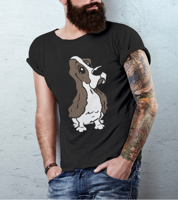 Cartoon Cocker Spaniel Dog Brown And White T-Shirt