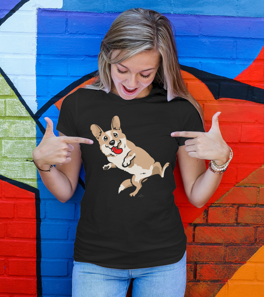 Playful Cartoon Corgi Dog T-Shirt