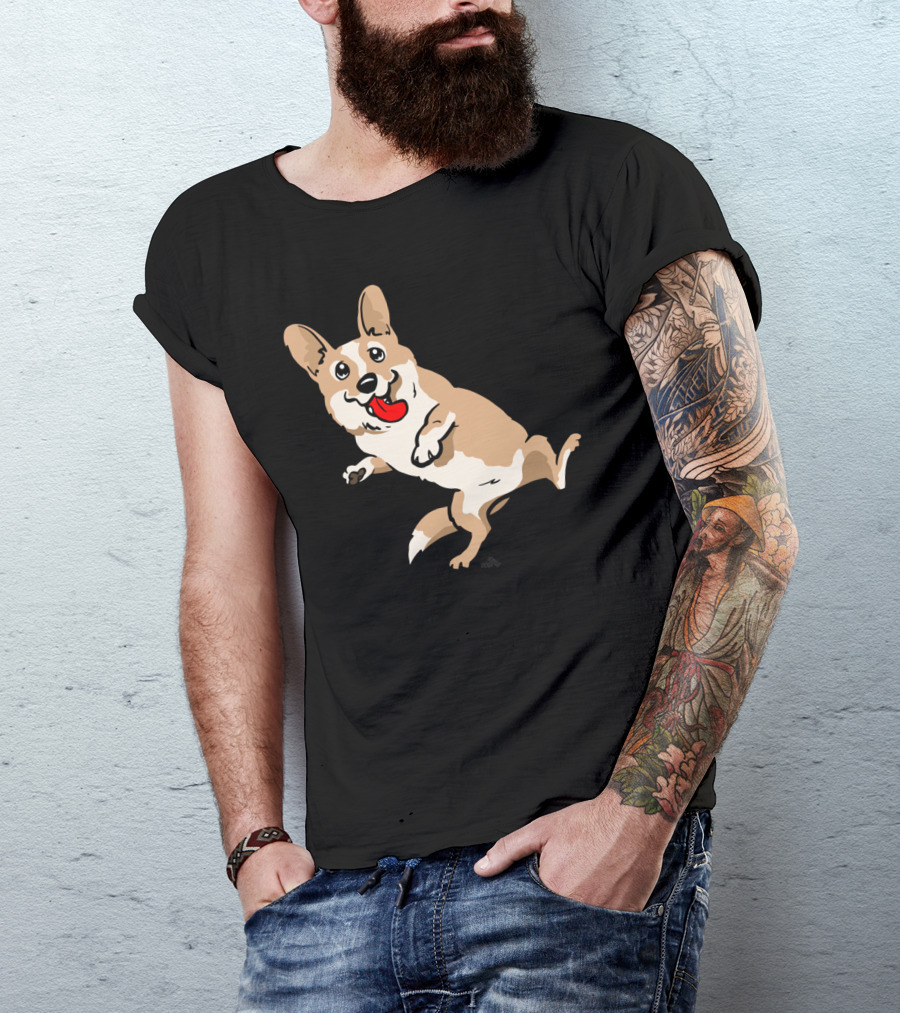 Playful Cartoon Corgi Dog T-Shirt
