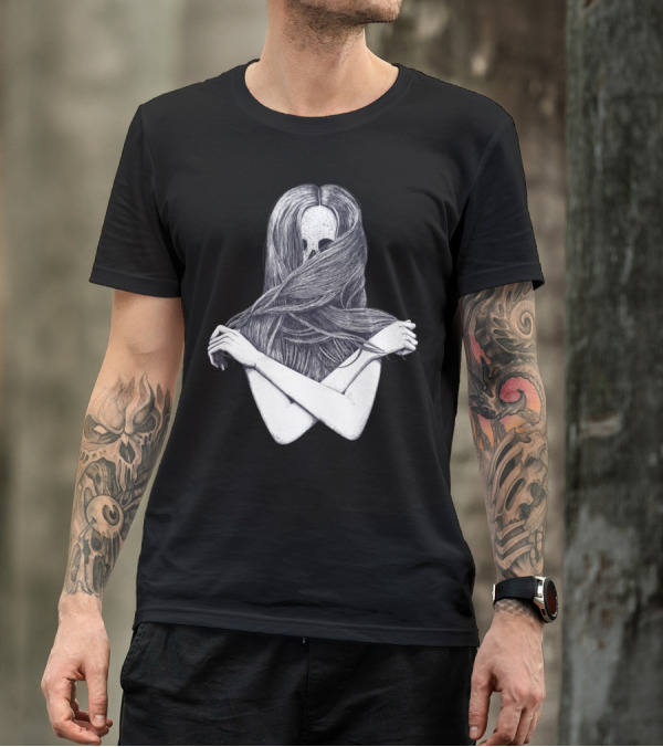 Beautiful Death Skeleton Hidden Behind Flowing Hair T-Shirt