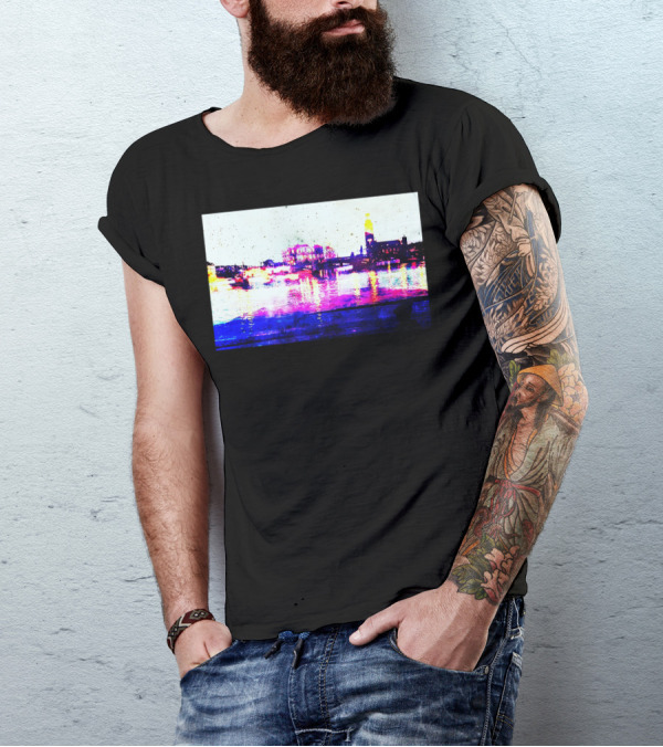 Fantasy Cities Vibrant Skyline Reflections (The Sky As A Paper) T-Shirt