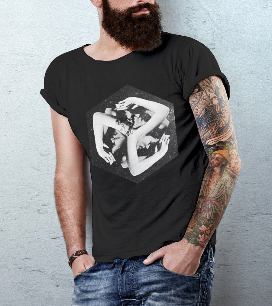 Box Cosmic Surrealist Hands Space Hexagon T-Shirt