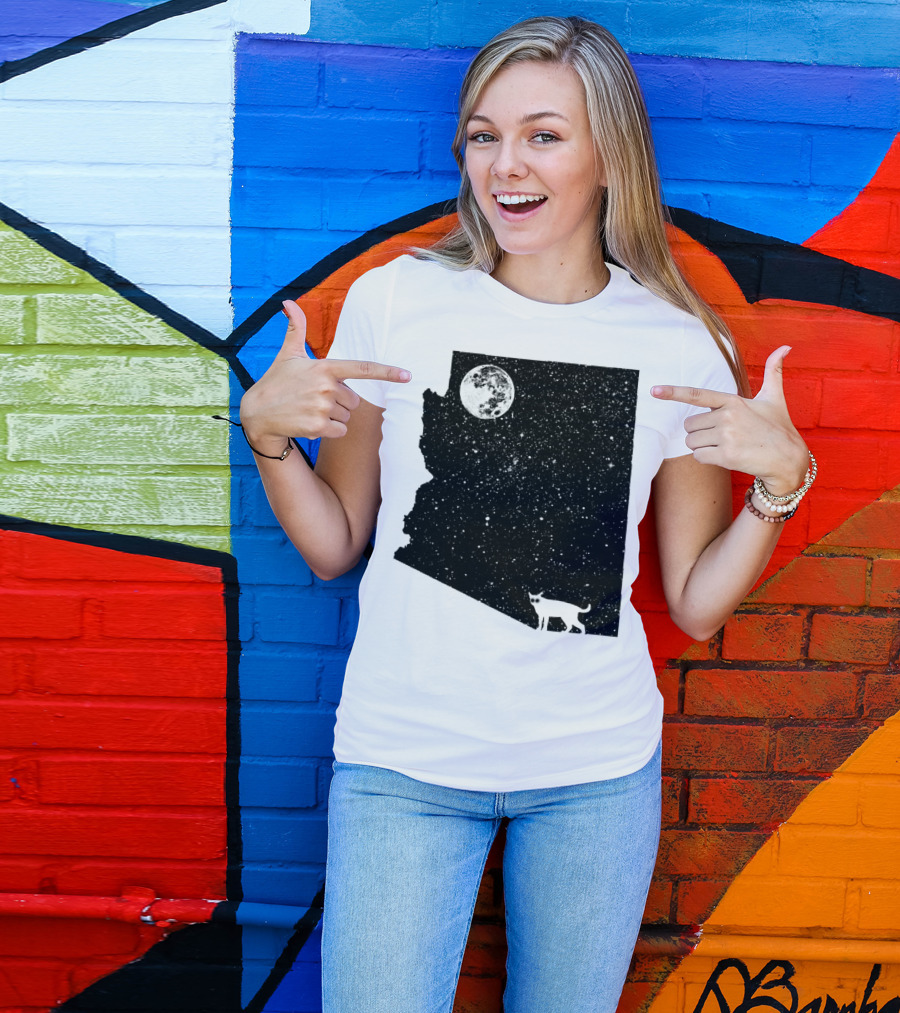 Arizona Cat Under The Moon T-Shirt