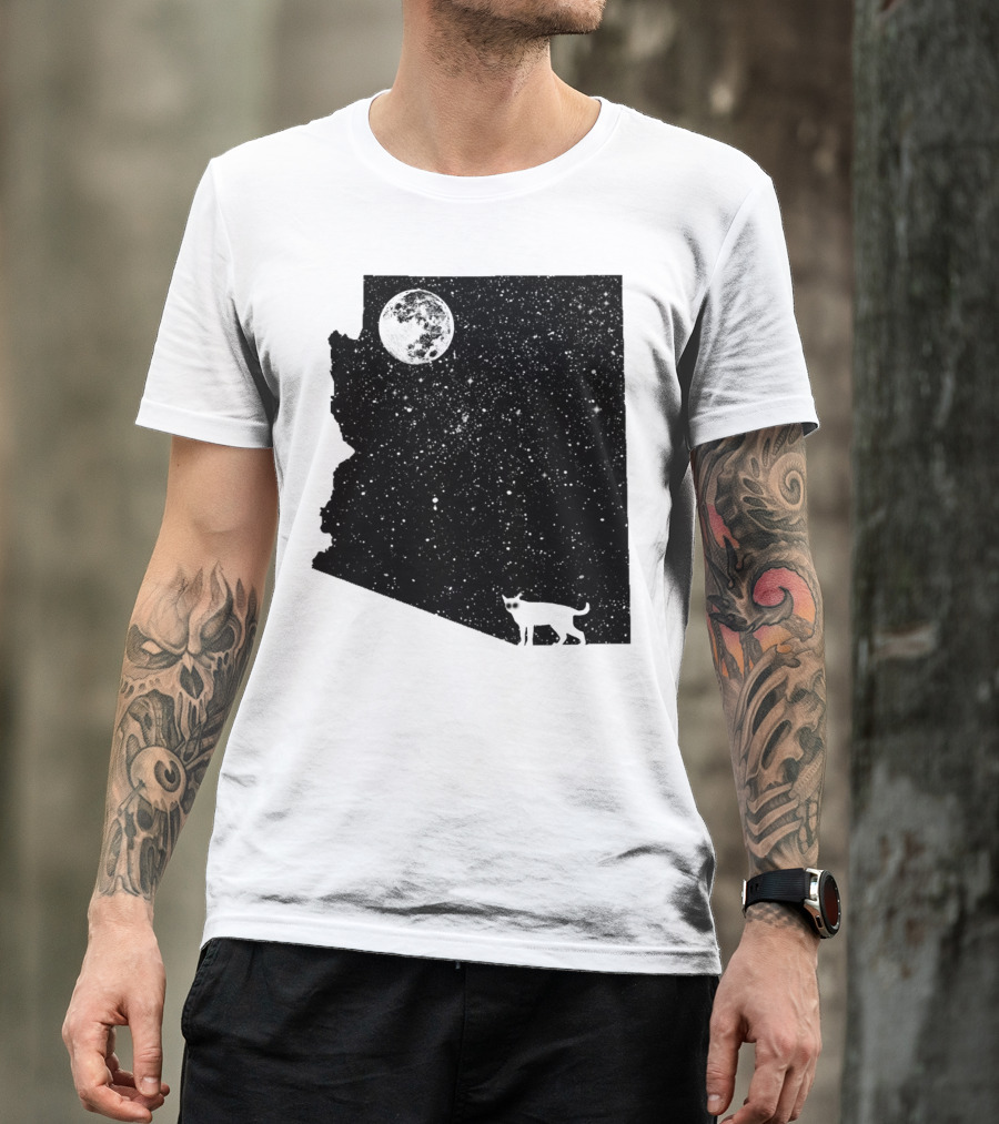 Arizona Cat Under The Moon T-Shirt