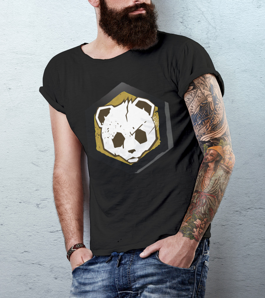 Yellow Panda Mori ZIP Zip Hexagon Panda Face T-Shirt