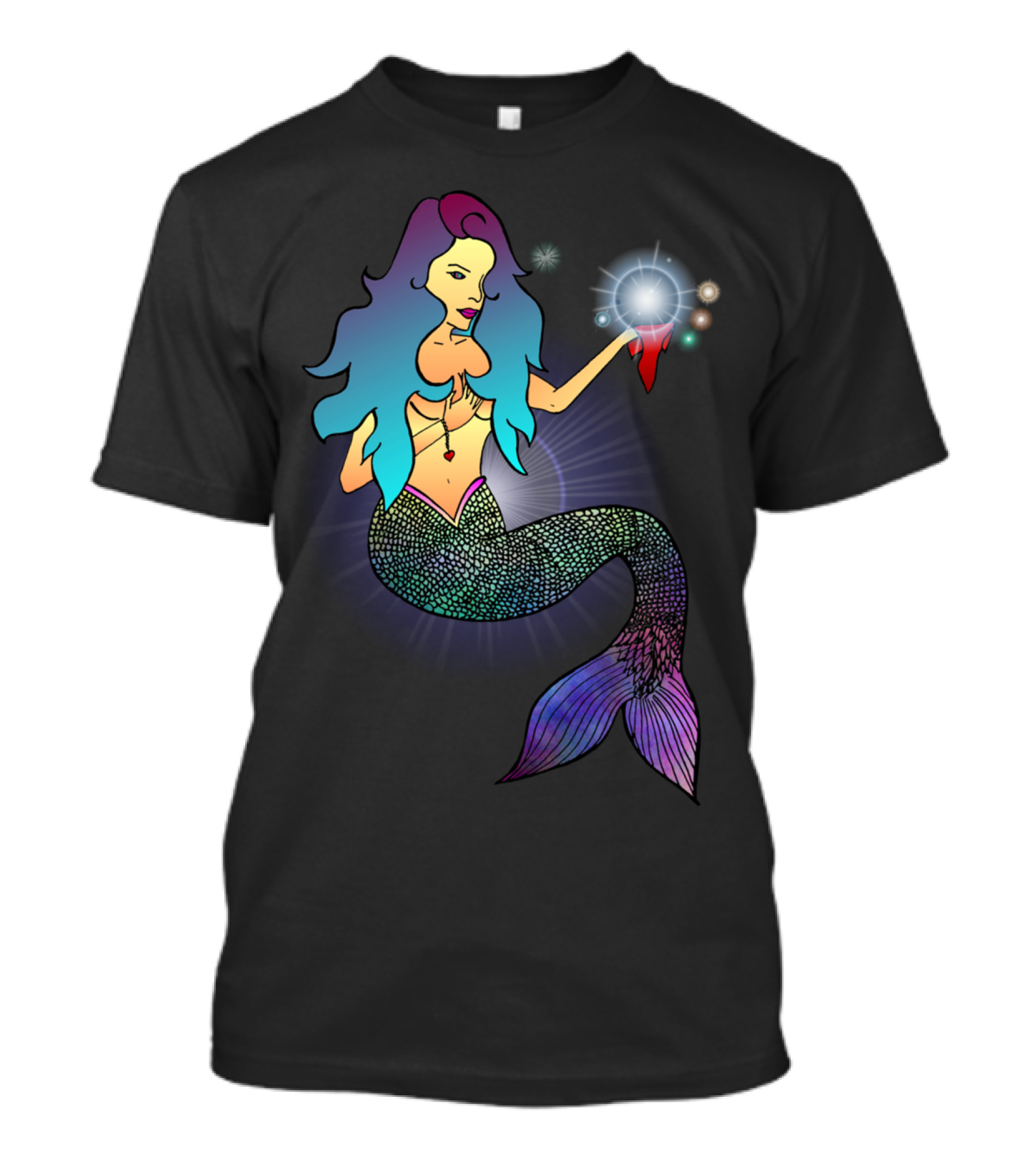 Gaia Revealing Cosmic Wonders In Vibrant Mermaid Form T-Shirt